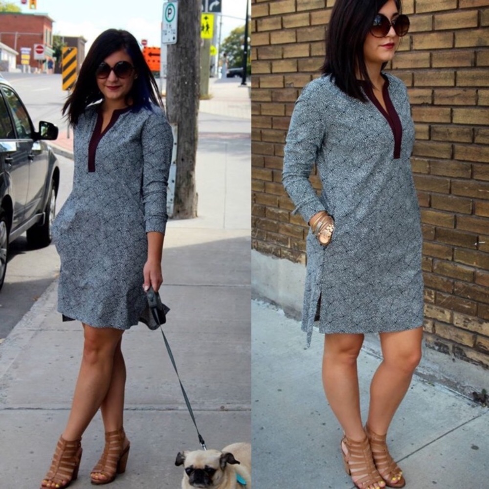 Lululemon Effortless Dress Black Ghost/Bordeaux 6